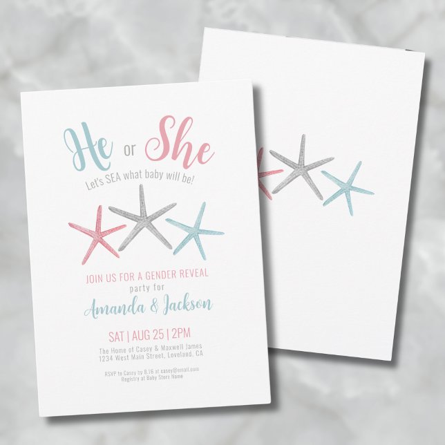 Convites Festa de Revolução de Gênero de Verão (Summer Gender Reveal Party Invitation)