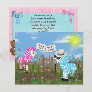 Convites Festa de Revolução de Sexo Infantil Zebra