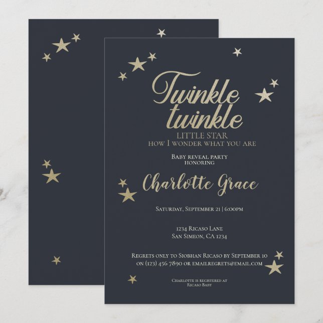 Convites Festa de Revolução do Bebê da Estrela Pequena (Frente/Verso)