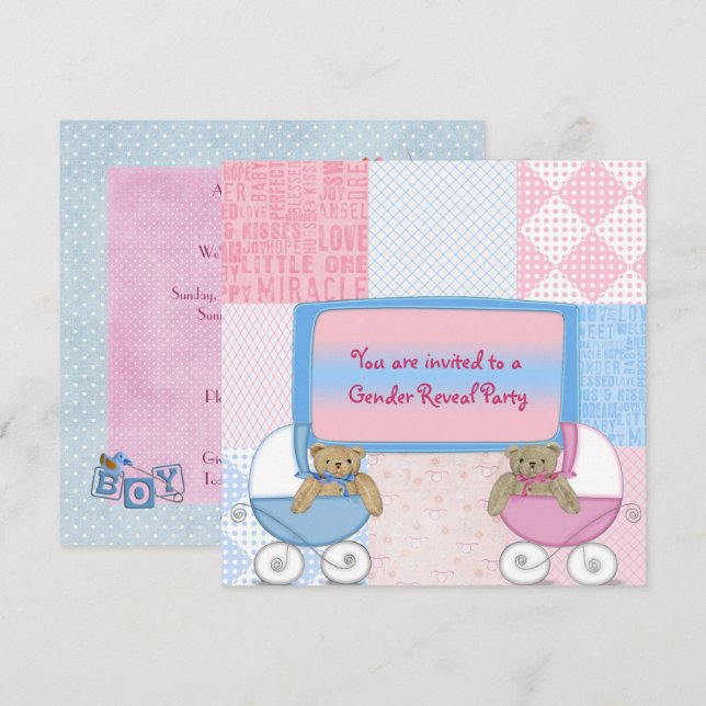 Convites Festa de Revolução do Gênero do Bebê (Frente/Verso)