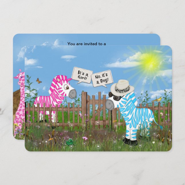 Convites Festa de Revolução do Gênero do Bebê (Frente/Verso)