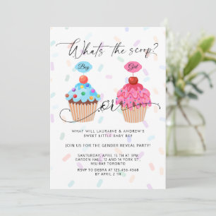 Convites Festa de Revolução do Gênero do Cupcake Doce