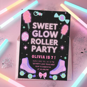 Convites Festa de Rolo Sweet Glow Patinação de Candy Neon