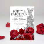 Convites Festa de Rosa vermelha do Palhaço de Vestido<br><div class="desc">Festa de aniversário de 40 anos do Palhaço de Rosa vermelha do Silver Dress - 40 e um convite fabuloso Ver coleção correspondente em Niche e Nest Store Muitos obrigados</div>