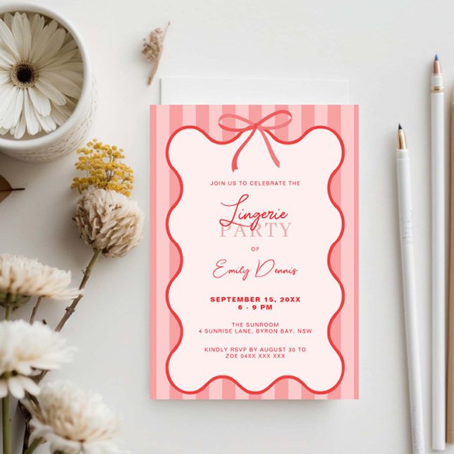 Convites Festa de Roupas Íntimas com Bordas Retrô Caprichos (Criador carregado)