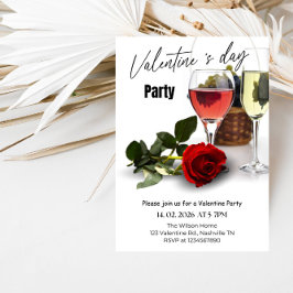 Convites Festa de São Valentim Vermelha e Rosa Elegante