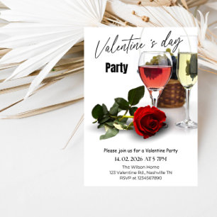 Convites Festa de São Valentim Vermelha e Rosa Elegante
