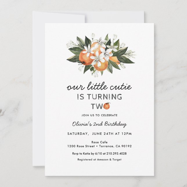 Convites Festa de segundo aniversário Cutil Virando Dois (Frente)