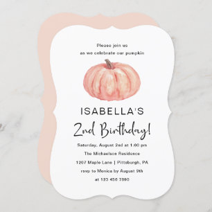Convites Festa de segundo aniversário da Watercolor Pumpkin