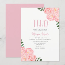 Convites Festa de segundo aniversário das Raparigas Rosa Ro