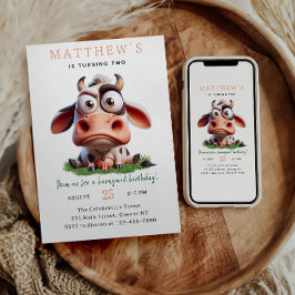 Convites Festa de segundo aniversário de Animais de Criação