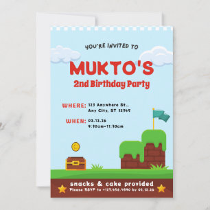 Convites Festa de segundo aniversário de Jogo de Vídeo   Bo