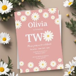 Convites Festa de segundo aniversário Floral Bohemian Pink 