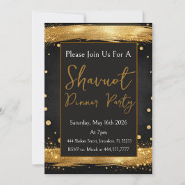 Convites Festa de Shavuot Luxo Moderno Dourado Preto