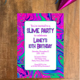 Convites Festa de Slimus de Aniversário, Rosa Vibrante