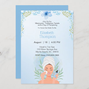 Convites Festa de solteira Azul do Dia Spa