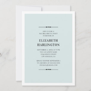 Convites festa de solteira azul elegante. Moderno simples