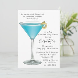 Convites Festa de solteira Azul Martini Cocktail