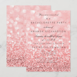 Convites Festa de solteira Birthay Glitter Rosa Rosa Branca
