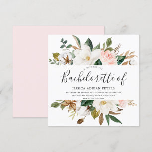 Convites Festa de solteira Blush & White Belos Flores