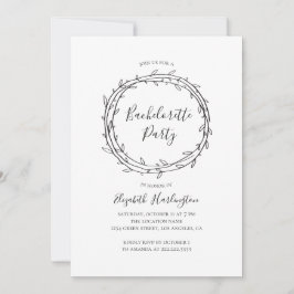 Convites Festa de solteira botânica. Preto e Branco