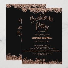 Convites Festa de solteira Brilhante Dourada com rosa