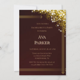 Convites Festa de solteira Brilhante Dourada Flourish