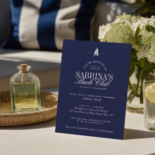 Convites Festa de solteira Chic marinho Azul Costeira
