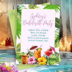 Convites Festa de Solteira com Drinks Tropicais