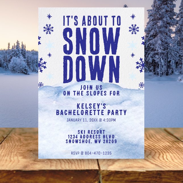 Convites Festa de solteira com floco de neve de esqui de in (winter snow bachelorette party invitation)