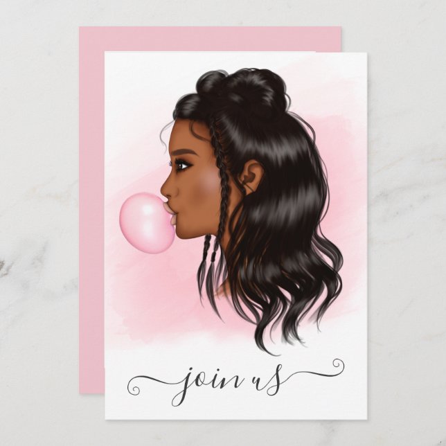 Convites Festa de solteira da América Africana do Bubblegum (Frente/Verso)