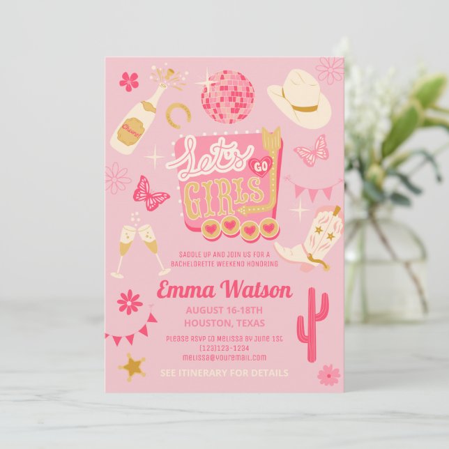 Convites Festa de solteira da Disco Cowgirl (Em pé/Frente)