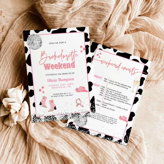 Convites Festa de solteira da Disco Cowgirl | Garota espaci (Criador carregado)