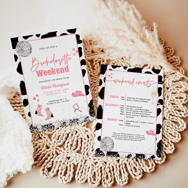 Convites Festa de solteira da Disco Cowgirl | Garota espaci (Criador carregado)