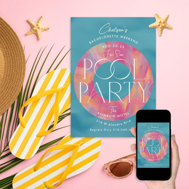 Convites Festa de solteira da Parte piscina (Criador carregado)