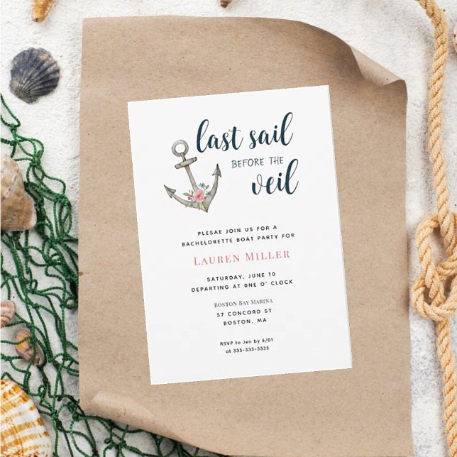 Convites Festa de solteira de Âncora Náutica (Criador carregado)