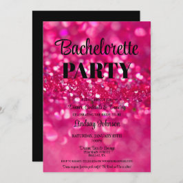 Convites Festa de solteira de brilho com brilho rosa quente