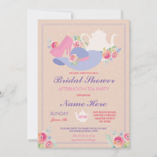 Convites Festa de solteira de Calçados de capacete de chá d