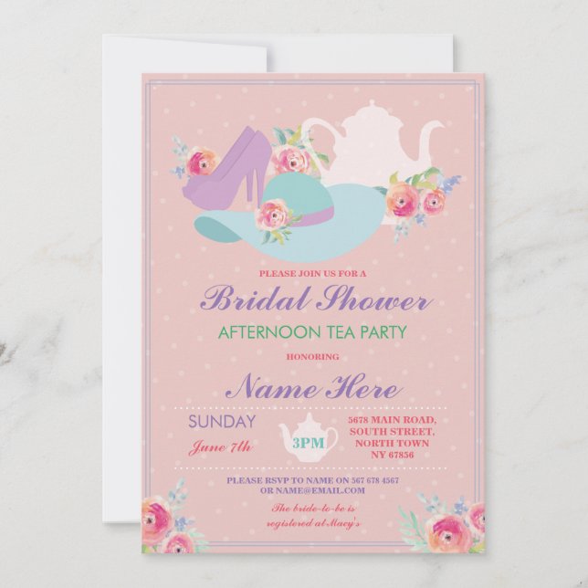 Convites Festa de solteira de Calçados de chá de Chá de pan (Frente)