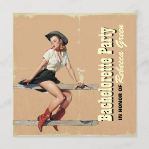 Convites festa de solteira de campo ocidental da retro cowg