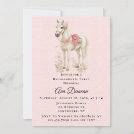 Convites Festa de solteira de Cavalo das Flores Rosa e Azul