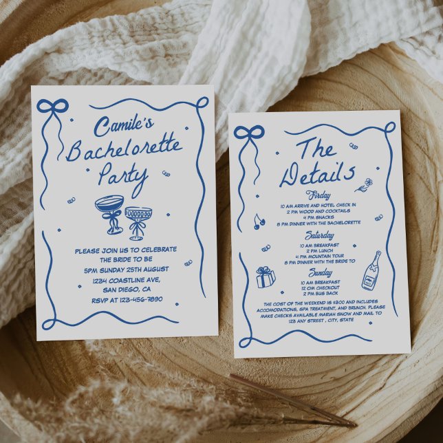 Convites Festa de solteira De Cocktail Desenhada À Mão (Criador carregado)