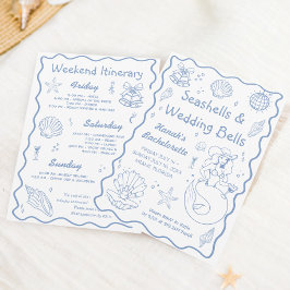 Convites Festa de solteira de Conchas e Sinos de Casamento