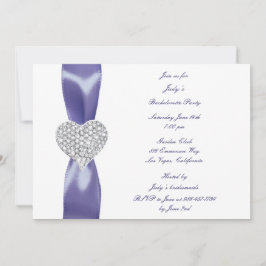 Convites Festa de solteira de Coração Azul Roxo Diamante