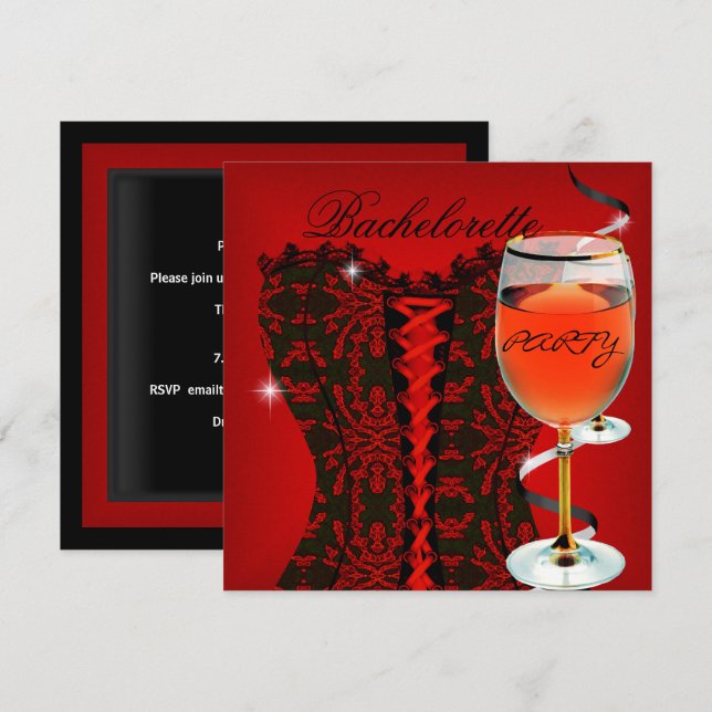Convites Festa de solteira de córrego vermelho Vinho preto  (Frente/Verso)