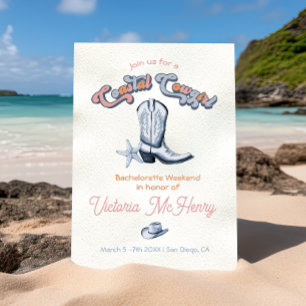 Convites Festa de solteira de Cowgirl Costeira Boots Hat