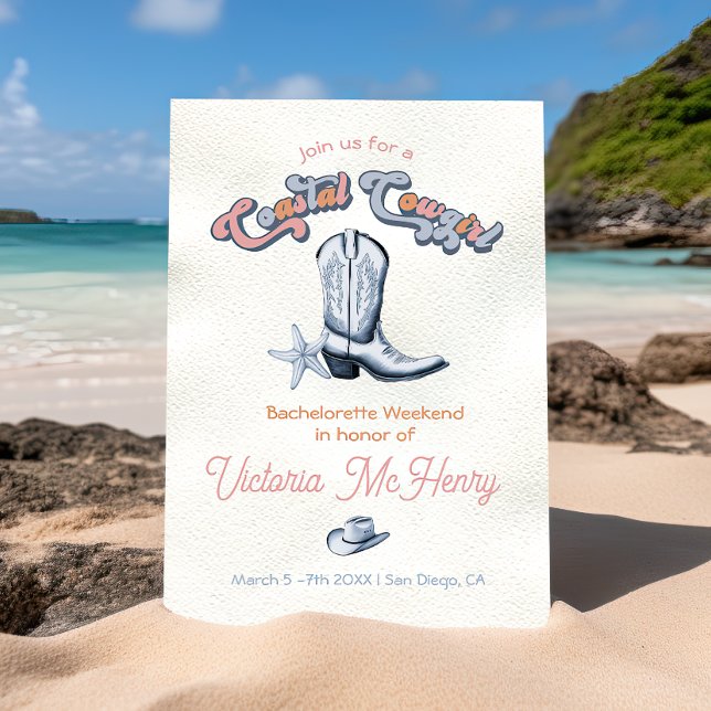 Convites Festa de solteira de Cowgirl Costeira Boots Hat (Criador carregado)