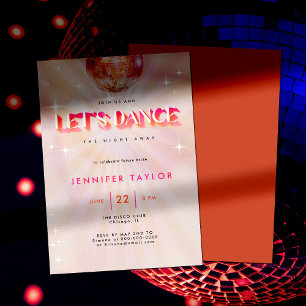 Convites Festa de solteira de dança vermelha retrorada cor-