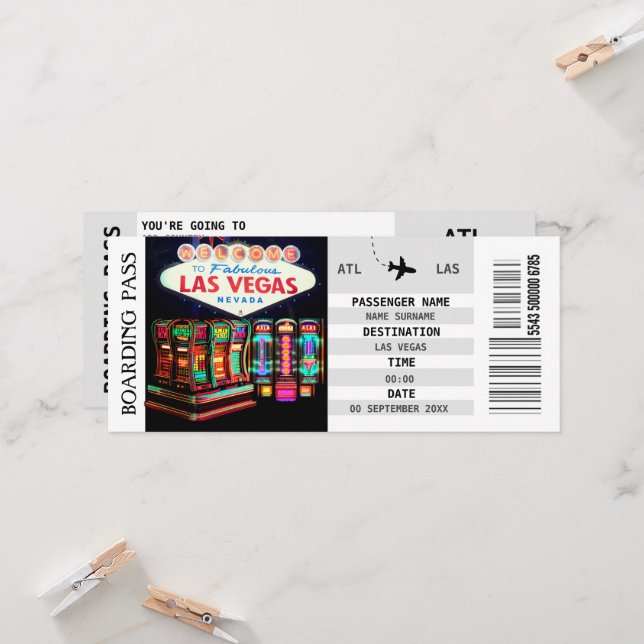 Convites Festa de solteira de embarque em Las Vegas (Frente/Verso In Situ)