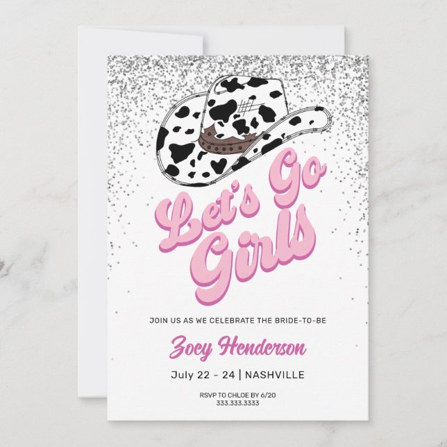 Convites Festa de solteira de Fim de Semana do vamos Go Gir (Frente)